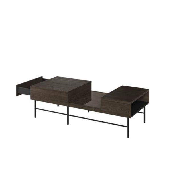 Masuta joasa, 1 sertar, decor stejar afumat/negru Piemonte
