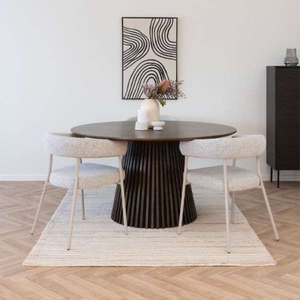 Scaun tapitat cu brate sand/gri casmir Trivio