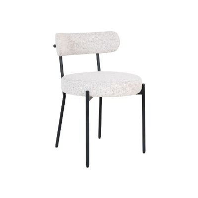 Scaun tapitat alb boucle/negru Badalona