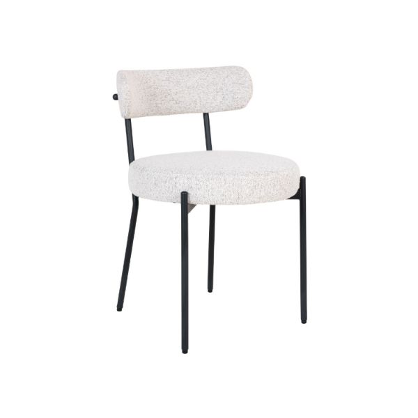 Scaun tapitat alb boucle/negru Badalona
