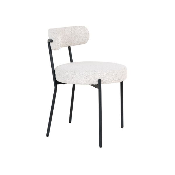 Scaun tapitat alb boucle/negru Badalona