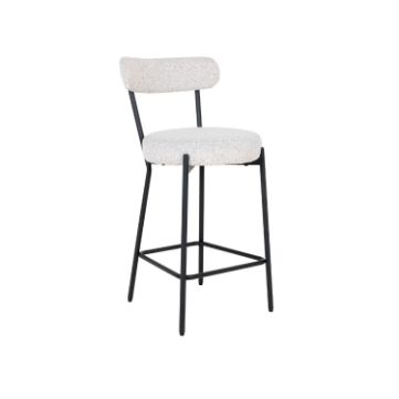 Scaun bar tapitat alb boucle/negru Badalona