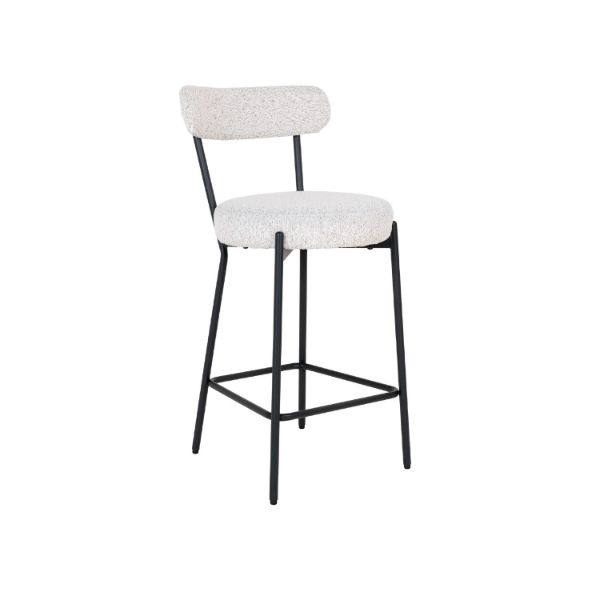 Scaun bar tapitat alb boucle/negru Badalona