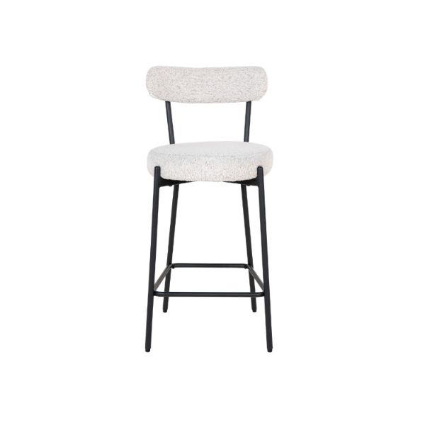 Scaun bar tapitat alb boucle/negru Badalona