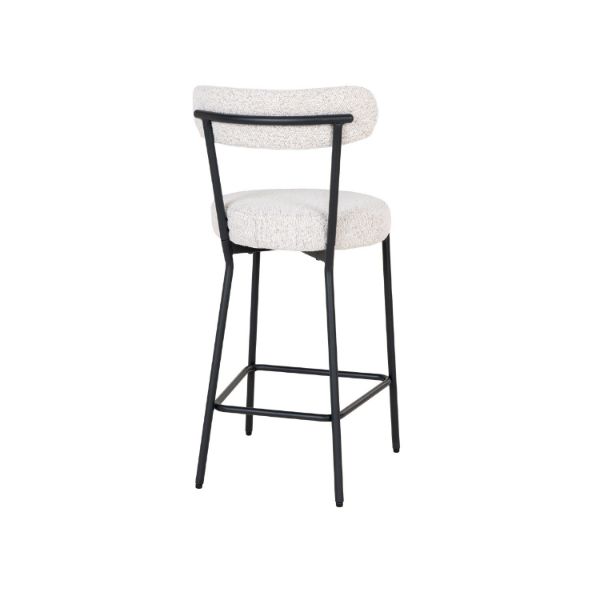 Scaun bar tapitat alb boucle/negru Badalona