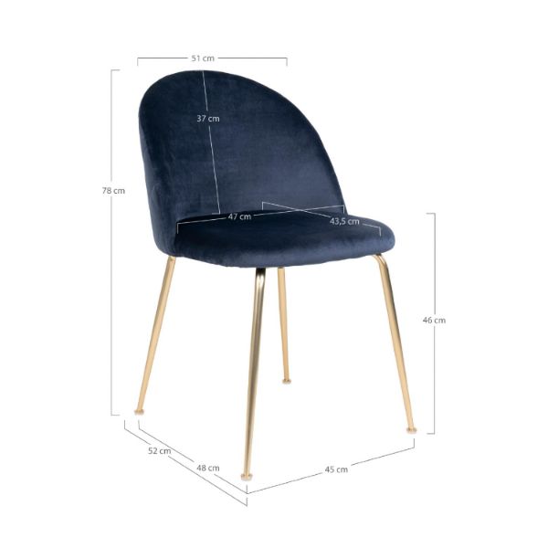 Scaun tapitat bleumarin/auriu Geneve