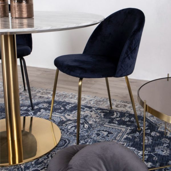 Scaun tapitat bleumarin/auriu Geneve