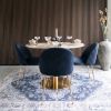 Scaun tapitat bleumarin/auriu Geneve