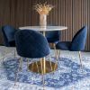 Scaun tapitat bleumarin/auriu Geneve