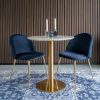 Scaun tapitat bleumarin/auriu Geneve
