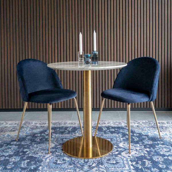 Scaun tapitat bleumarin/auriu Geneve