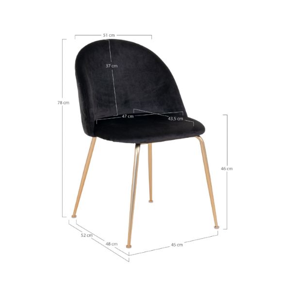 Scaun tapitat negru/auriu Geneve
