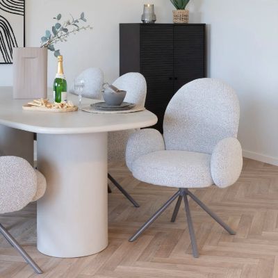 Scaun tapitat rotativ gri deschis/gri inchis Lana