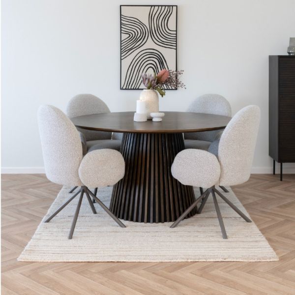 Scaun tapitat rotativ gri deschis/gri inchis Lana