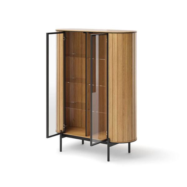 Vitrina 2 usi, decor stejar natur/negru Rotto 