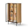 Vitrina 2 usi, decor stejar natur/negru Rotto 