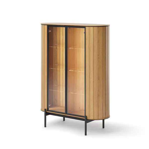 Vitrina 2 usi, decor stejar natur/negru Rotto 