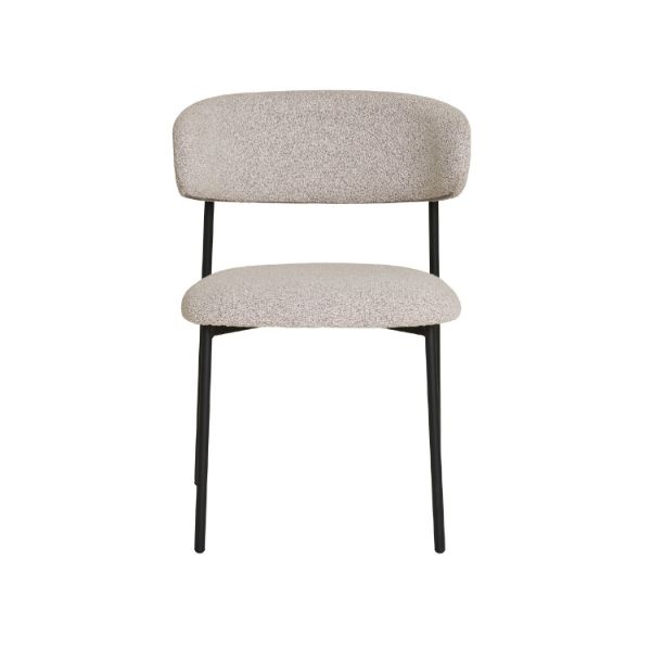 Scaun tapitat boucle crem/negru Mira