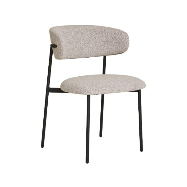 Scaun tapitat boucle crem/negru Mira