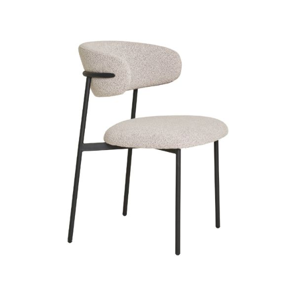 Scaun tapitat boucle crem/negru Mira