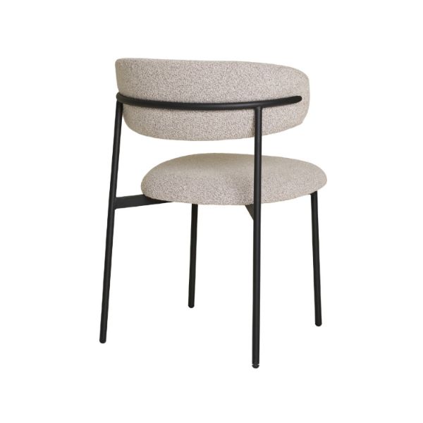 Scaun tapitat boucle crem/negru Mira