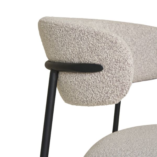 Scaun tapitat boucle crem/negru Mira