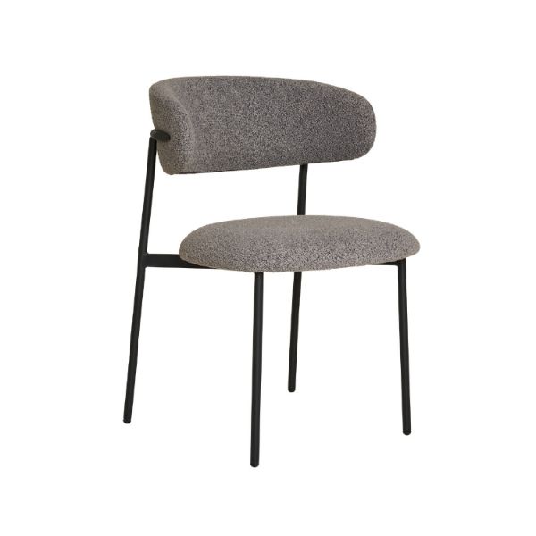 Scaun tapitat boucle gri deschis/negru Mira