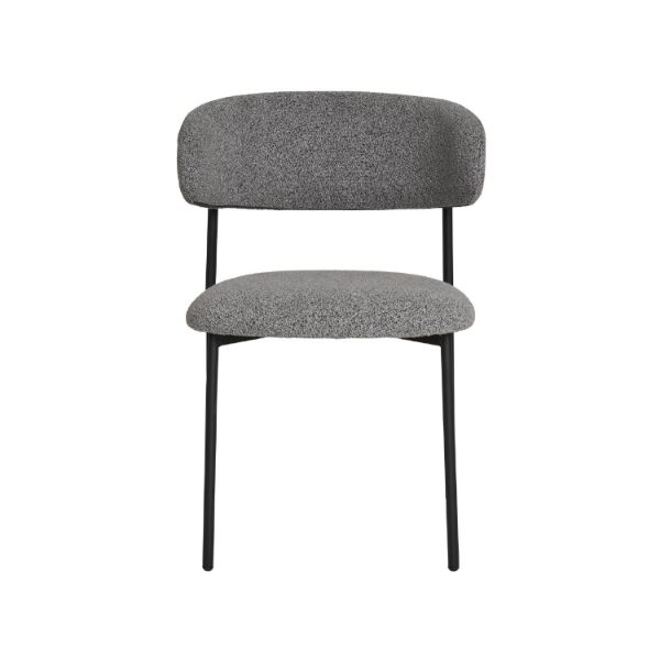 Scaun tapitat boucle gri deschis/negru Mira