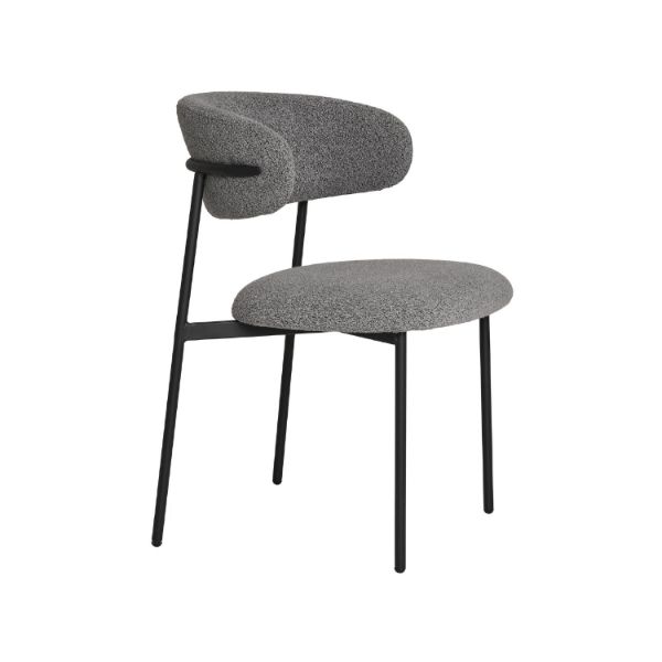 Scaun tapitat boucle gri deschis/negru Mira