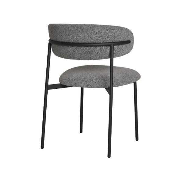 Scaun tapitat boucle gri deschis/negru Mira