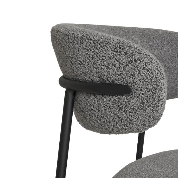 Scaun tapitat boucle gri deschis/negru Mira