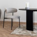 Scaun tapitat boucle crem/negru Mira