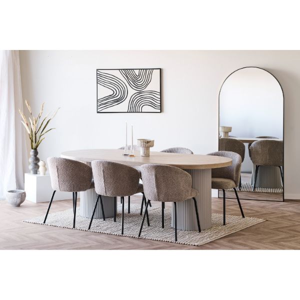 Scaun tapitat boucle bej/negru Safira