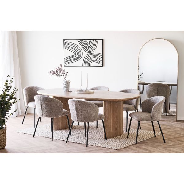 Scaun tapitat boucle bej/negru Safira