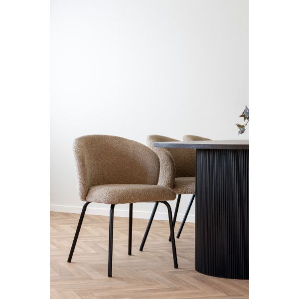 Scaun tapitat boucle bej/negru Safira