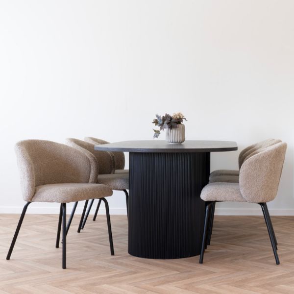 Scaun tapitat boucle bej/negru Safira