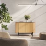 Bufet 2 usi, decor stejar natur/negru Rotto