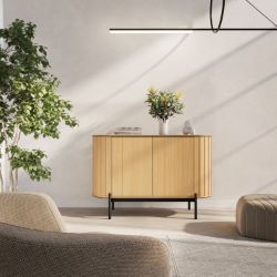 Bufet 2 usi, decor stejar natur/negru Rotto