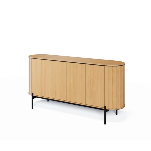 Bufet 168 cm, 4 usi, decor stejar natur/negru Rotto 