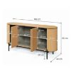 Bufet 168 cm, 4 usi, decor stejar natur/negru Rotto 