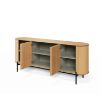 Bufet 200 cm, 4 usi, decor stejar natur/negru Rotto 