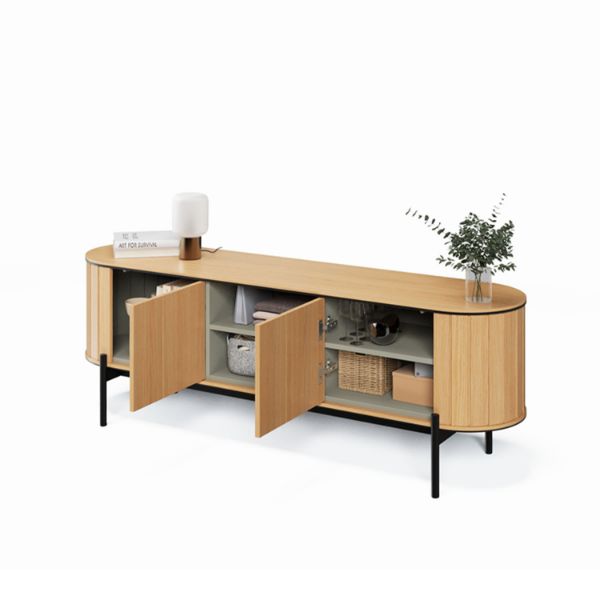 Comoda TV 168 cm, 2 usi stejar natur/negru Rotto