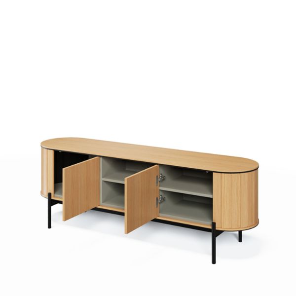 Comoda TV 168 cm, 2 usi stejar natur/negru Rotto