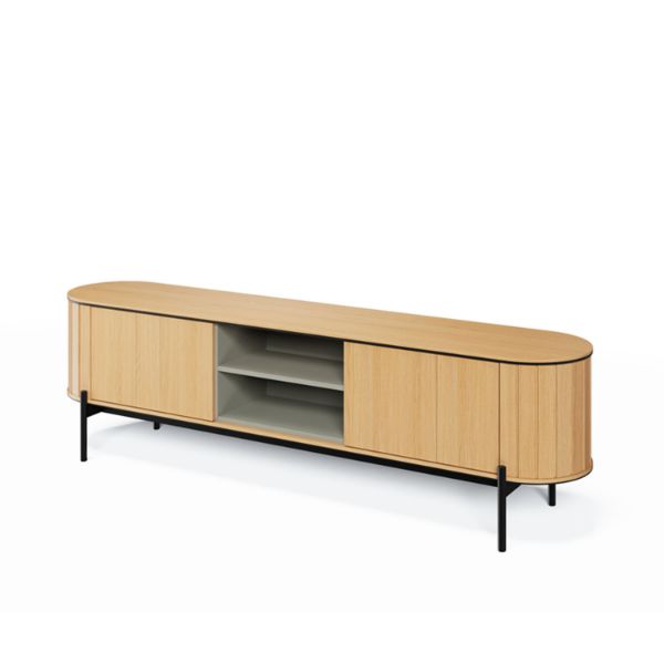 Comoda TV 200 cm, 2 usi, decor stejar natur Rotto