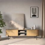 Comoda TV 200 cm, 2 usi, decor stejar natur Rotto