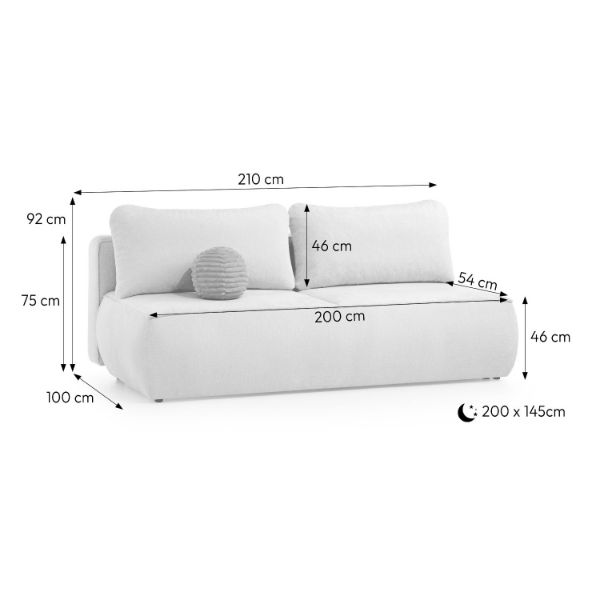	Canapea extensibila 3 locuri crem Dalin