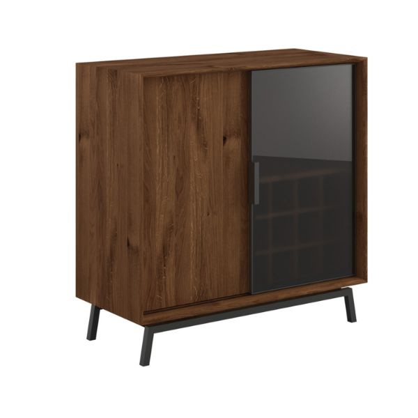 Bufet cu raft pentru vinuri, sticla, stejar Loft Tabacco