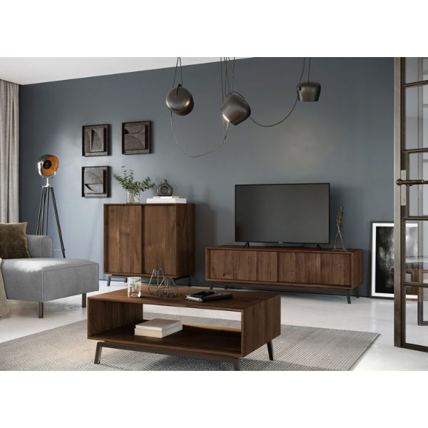 Bufet 2 usi cu raft pentru vinuri stejar Loft Tabacco