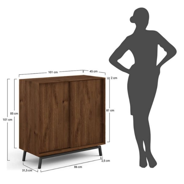 Bufet 2 usi cu raft pentru vinuri stejar Loft Tabacco
