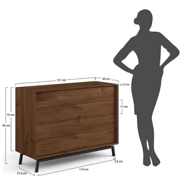 Comoda cu 4 sertare stejar Loft Tabacco